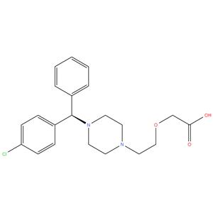 Levocetirizine
(R)-2-(2-(4-((4-chlorophenyl)(phenyl)methyl)piperazin-1- yl)ethoxy)acetic acid
