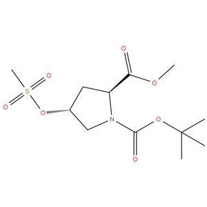 1- ( tert - butyl ) 2 - methyl ( 2R , 4S ) -4 - ( ( methylsulfonyl ) oxy ) pyrrolidine - 1,2 - dicarboxylate