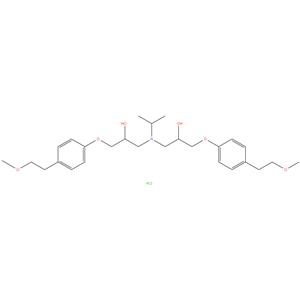 Metoprolol EP Impurity O
Metoprolol USP Related Compound D ; 1,1-[(1- Methylethyl)imino]bis[3-[4-(2-methoxyethyl)phenoxy] propan-
2-ol] Hydrochloride