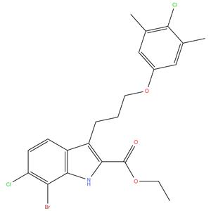 ethyl 7-bromo-6-chloro-3-(3-(4-chloro-3,5-dimethylphenoxy) propyl)-1H-indole-2-carboxylate