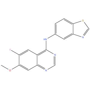 N- ( 6 - iodo - 7 - methoxyquinazolin - 4 - yl ) benzo [ d ] thiazol - 5 - amine