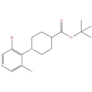 tert - butyl 1- ( 3 - bromo - 5 - fluoropyridin - 4 - yl ) piperidine - 4 - carboxylate