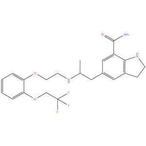 5- ( 2 - ( ( 2- ( 2- ( 2,2,2 - trifluoroethoxy ) phenoxy ) ethyl ) amino ) propyl ) indoline - 7 - carboxamide