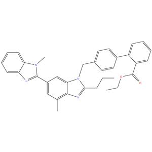 Telmisartan Ethyl Ester
2-(4-{[4-Methyl-6-(1-methyl-1H-1,3-benzodiazol-2-yl)-2-propyl
-1H-1,3-benzodiazol-1-yl] methyl}phenyl)benzoic acid ethyl ester