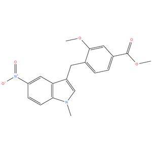 methyl 3 - methoxy - 4 - ( ( 1 - methyl - 5 - nitro - 1H - indol - 3 - yl ) methyl ) benzoate